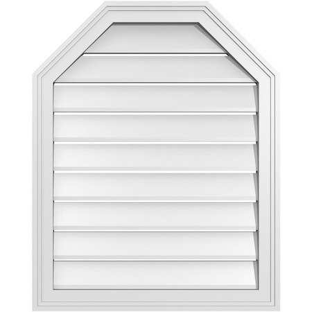 Ekena Millwork Octagonal Top Surface Mount PVC Gable Vent w/ 2"W x 1-1/2"P Brickmould Frame, 24"W x 30"H GVPOT24X3002SF